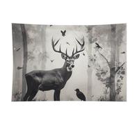 HETVBNS Hunting Silhouette of Deer Tapestry Wall Hanging - 60"x90" Aesthetic Tapestries Soft Polyester Wall Art Decor Large Tapestry for Bedroom Living Room Dorm Backdrop, Hanging Kit Included