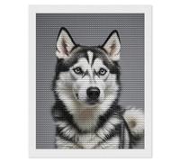 HETVBNS Husky Dog Diamond Painting Kits for Adults, Full Round Drill DIY Diamond Art for Beginners, 5D Gem Art and Crafts for Home Wall Decor 16"x20"