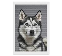 HETVBNS Husky Dog Diamond Painting Kits for Adults, Full Round Drill DIY Diamond Art for Beginners, 5D Gem Art and Crafts for Home Wall Decor 8"x12"