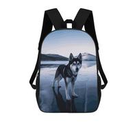 HETVBNS Husky Dog on A Frozen Lake Backpack for Women Men, Durable 600D Polyester Bookbag with Large Capacity, Lightweight 17 Inch Laptop Backpack Minimalism Casual Daypack for Work, Travel