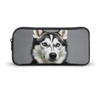 HETVBNS Husky Dog Pencil Case Large Capacity, Durable Pencil Pouch Portable Small Cosmetic Bag with Metal Zipper, Simple Makeup Pouch Aesthetic Toiletry Bag for Travel Office