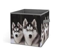 HETVBNS Husky Dog Storage Bins 10.6 Inch, Oxford Fabric Foldable Storage Cube Organizer Basket with Handles, Fabric Bins for Closet Shelves, Toys, Clothes, Books, Bedroom