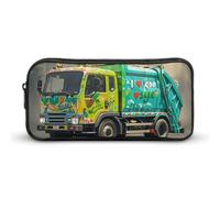 HETVBNS I Love Garbage Trucks Pencil Case Large Capacity Zipper Pouch, Durable Pencil Box Organizer, Portable Small Cosmetic Bag for Office, Travel