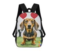HETVBNS I Love My Dog Dachshunds Backpack for Women Men, Durable 600D Polyester Bookbag with Large Capacity, Lightweight 17 Inch Laptop Backpack Minimalism Casual Daypack for Work, Travel