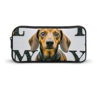 HETVBNS I Love My Dog Dachshunds Pencil Case Large Capacity, Durable Pencil Pouch Portable Small Cosmetic Bag with Metal Zipper, Simple Makeup Pouch Aesthetic Toiletry Bag for Travel Office