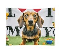 HETVBNS I Love My Dog Dachshunds Tapestry Wall Hanging - 30"x40" Aesthetic Tapestries Soft Polyester Wall Art Decor Large Tapestry for Bedroom Living Room Dorm Backdrop, Hanging Kit Included