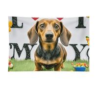 HETVBNS I Love My Dog Dachshunds Tapestry Wall Hanging - 40"x60" Aesthetic Tapestries Soft Polyester Wall Art Decor Large Tapestry for Bedroom Living Room Dorm Backdrop, Hanging Kit Included