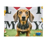 HETVBNS I Love My Dog Dachshunds Tapestry Wall Hanging - 60"x80" Aesthetic Tapestries Soft Polyester Wall Art Decor Large Tapestry for Bedroom Living Room Dorm Backdrop, Hanging Kit Included