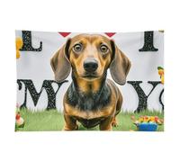 HETVBNS I Love My Dog Dachshunds Tapestry Wall Hanging - 60"x90" Aesthetic Tapestries Soft Polyester Wall Art Decor Large Tapestry for Bedroom Living Room Dorm Backdrop, Hanging Kit Included