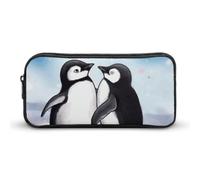 HETVBNS I Love Penguins Pencil Case Large Capacity, Durable Pencil Pouch Portable Small Cosmetic Bag with Metal Zipper, Simple Makeup Pouch Aesthetic Toiletry Bag for Travel Office