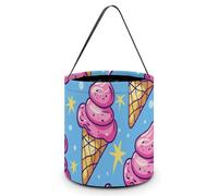 HETVBNS Ice Cream Cone Pattern Candy Bag Halloween Trick Or Treat Bucket 7.9x8.3in, Reusable Gift Bags for Party Holiday Wedding