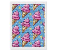 HETVBNS Ice Cream Cone Pattern Diamond Painting Kits for Adults, Full Round Drill DIY Diamond Art for Beginners, 5D Gem Art and Crafts for Home Wall Decor 12"x16"