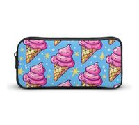 HETVBNS Ice Cream Cone Pattern Pencil Case Large Capacity Zipper Pouch, Durable Pencil Box Organizer, Portable Small Cosmetic Bag for Office, Travel