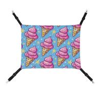 HETVBNS Ice Cream Cone Pattern Pet Hammock for Cats & Dogs, Soft Breathable Canvas Hanging Hammock with Adjustable Straps, Comfortable & Durable Hanging Bed for Small to Medium Pets