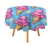 HETVBNS - Ice Cream Cone Tablecloth Wrinkle and Stain Resistant Round Polyester Tablecloth 36 x 36 Inch Elegant Decor for Dinner Party Patio