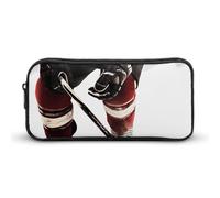 HETVBNS Ice Hockey Pattern Pencil Case Large Capacity, Durable Pencil Pouch Portable Small Cosmetic Bag with Metal Zipper, Simple Makeup Pouch Aesthetic Toiletry Bag for Travel Office