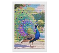 HETVBNS Indian Peacock Diamond Painting Kits for Adults, Full Round Drill DIY Diamond Art for Beginners, 5D Gem Art and Crafts for Home Wall Decor 8"x12"