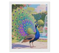 HETVBNS Indian Peacock Diamond Painting Kits for Adults, Full Round Drill DIY Diamond Art for Beginners, 5D Gem Art and Crafts for Home Wall Decor 16"x20"