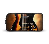 HETVBNS Instrumental Guitar Pencil Case Large Capacity, Durable Pencil Pouch Portable Small Cosmetic Bag with Metal Zipper, Simple Makeup Pouch Aesthetic Toiletry Bag for Travel Office