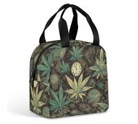HETVBNS Insulated Lunch Bag for Women Men, A Puff in Time Weed Marijuana Lunch Box with Large Capacity Portable Thermal Cooler Bag Reusable Leakproof Lunchbox for Work Picnic Travel