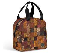 HETVBNS Insulated Lunch Bag for Women Men, African Style Patchwork Lunch Box with Large Capacity Portable Thermal Cooler Bag Reusable Leakproof Lunchbox for Work Picnic Travel