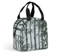 HETVBNS Insulated Lunch Bag for Women Men, Bamboo Printed Lunch Box with Large Capacity Portable Thermal Cooler Bag Reusable Leakproof Lunchbox for Work Picnic Travel