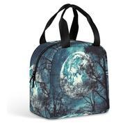 HETVBNS Insulated Lunch Bag for Women Men, Blue Moon Lunch Box with Large Capacity Portable Thermal Cooler Bag Reusable Leakproof Lunchbox for Work Picnic Travel