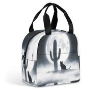 HETVBNS Insulated Lunch Bag for Women Men, Cat Cactus Lunch Box with Large Capacity Portable Thermal Cooler Bag Reusable Leakproof Lunchbox for Work Picnic Travel