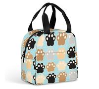 HETVBNS Insulated Lunch Bag for Women Men, Cat Pawprints Lunch Box with Large Capacity Portable Thermal Cooler Bag Reusable Leakproof Lunchbox for Work Picnic Travel