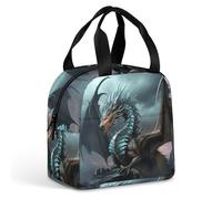 HETVBNS Insulated Lunch Bag for Women Men, Cool Dragon Lunch Box with Large Capacity Portable Thermal Cooler Bag Reusable Leakproof Lunchbox for Work Picnic Travel