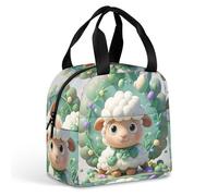 HETVBNS Insulated Lunch Bag for Women Men, Cute Cartoon Sheep Lunch Box with Large Capacity Portable Thermal Cooler Bag Reusable Leakproof Lunchbox for Work Picnic Travel
