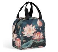 HETVBNS Insulated Lunch Bag for Women Men, Dragonfly And Flower Lunch Box with Large Capacity Portable Thermal Cooler Bag Reusable Leakproof Lunchbox for Work Picnic Travel