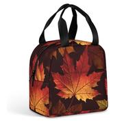 HETVBNS Insulated Lunch Bag for Women Men, Fall Autumn Leaves Lunch Box with Large Capacity Portable Thermal Cooler Bag Reusable Leakproof Lunchbox for Work Picnic Travel