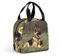 HETVBNS Insulated Lunch Bag for Women Men, German Shepherd Dog Lunch Box with Large Capacity Portable Thermal Cooler Bag Reusable Leakproof Lunchbox for Work Picnic Travel