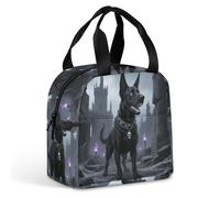 HETVBNS Insulated Lunch Bag for Women Men, Gothic Black Dog Lunch Box with Large Capacity Portable Thermal Cooler Bag Reusable Leakproof Lunchbox for Work Picnic Travel