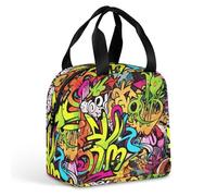 HETVBNS Insulated Lunch Bag for Women Men, Graffiti Drawing Lunch Box with Large Capacity Portable Thermal Cooler Bag Reusable Leakproof Lunchbox for Work Picnic Travel