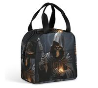 HETVBNS Insulated Lunch Bag for Women Men, Grim-Reaper Lunch Box with Large Capacity Portable Thermal Cooler Bag Reusable Leakproof Lunchbox for Work Picnic Travel