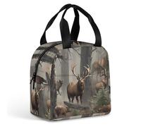 HETVBNS Insulated Lunch Bag for Women Men, Hunting Deer Bear Elk Lunch Box with Large Capacity Portable Thermal Cooler Bag Reusable Leakproof Lunchbox for Work Picnic Travel