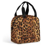 HETVBNS Insulated Lunch Bag for Women Men, Leopard Print Lunch Box with Large Capacity Portable Thermal Cooler Bag Reusable Leakproof Lunchbox for Work Picnic Travel