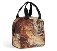 HETVBNS Insulated Lunch Bag for Women Men, Marble Mixed Brown Lunch Box with Large Capacity Portable Thermal Cooler Bag Reusable Leakproof Lunchbox for Work Picnic Travel