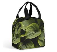 HETVBNS Insulated Lunch Bag for Women Men, Moist Hosta Leaves Lunch Box with Large Capacity Portable Thermal Cooler Bag Reusable Leakproof Lunchbox for Work Picnic Travel
