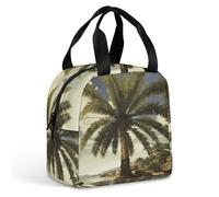 HETVBNS Insulated Lunch Bag for Women Men, Palm Tree Tropical Lunch Box with Large Capacity Portable Thermal Cooler Bag Reusable Leakproof Lunchbox for Work Picnic Travel