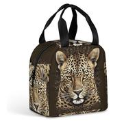 HETVBNS Insulated Lunch Bag for Women Men, Patterned Leopard Head Lunch Box with Large Capacity Portable Thermal Cooler Bag Reusable Leakproof Lunchbox for Work Picnic Travel