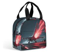 HETVBNS Insulated Lunch Bag for Women Men, Red Flame Fighter Lunch Box with Large Capacity Portable Thermal Cooler Bag Reusable Leakproof Lunchbox for Work Picnic Travel