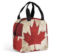 HETVBNS Insulated Lunch Bag for Women Men, Retro Canada Flag Lunch Box with Large Capacity Portable Thermal Cooler Bag Reusable Leakproof Lunchbox for Work Picnic Travel