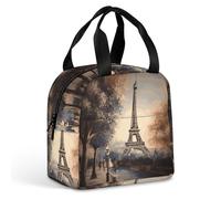 HETVBNS Insulated Lunch Bag for Women Men, Romantic Paris Eiffel Tower Lunch Box with Large Capacity Portable Thermal Cooler Bag Reusable Leakproof Lunchbox for Work Picnic Travel