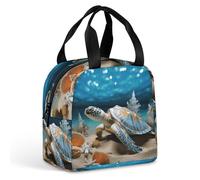 HETVBNS Insulated Lunch Bag for Women Men, Sea Conch Shell Starfish Turtle Lunch Box with Large Capacity Portable Thermal Cooler Bag Reusable Leakproof Lunchbox for Work Picnic Travel