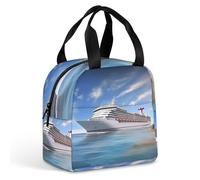HETVBNS Insulated Lunch Bag for Women Men, Seaside Cruise Ship Lunch Box with Large Capacity Portable Thermal Cooler Bag Reusable Leakproof Lunchbox for Work Picnic Travel