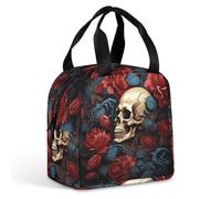 HETVBNS Insulated Lunch Bag for Women Men, Skull Image Poster Lunch Box with Large Capacity Portable Thermal Cooler Bag Reusable Leakproof Lunchbox for Work Picnic Travel