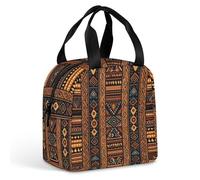 HETVBNS Insulated Lunch Bag for Women Men, Traditional African Design Pattern Lunch Box with Large Capacity Portable Thermal Cooler Bag Reusable Leakproof Lunchbox for Work Picnic Travel